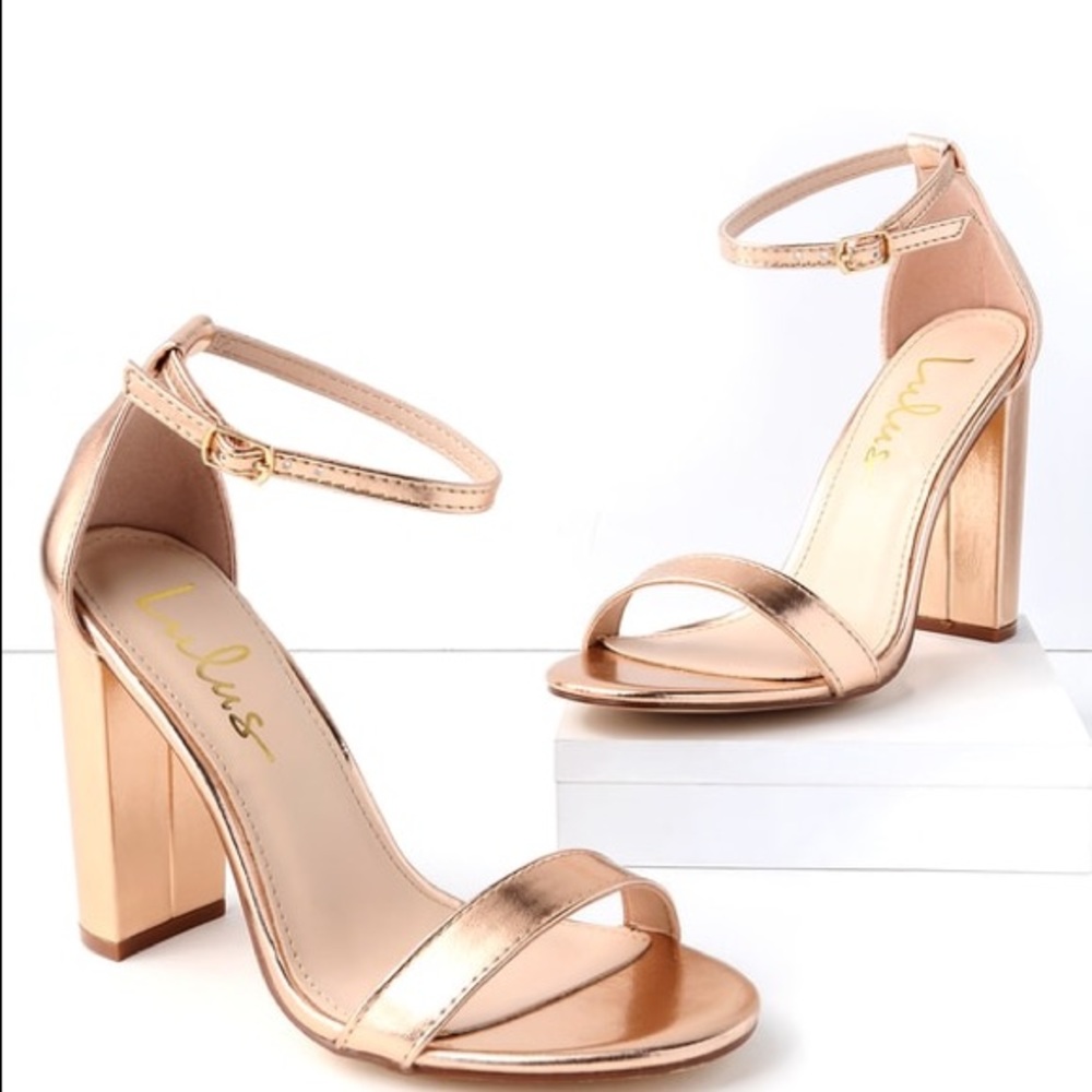 WORN ONCE - TAYLOR ROSE GOLD ANKLE STRAP HEELS